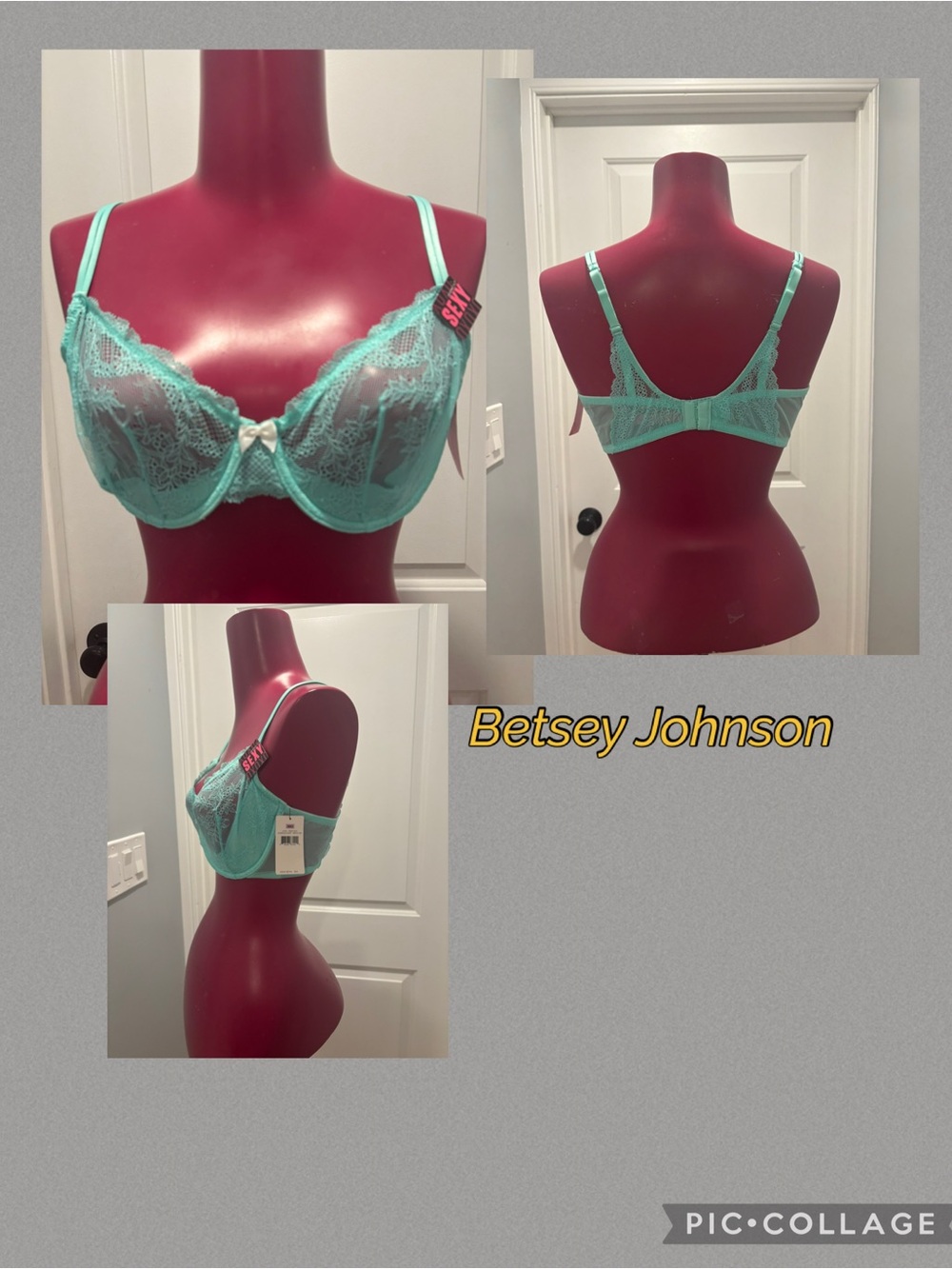 Betsey Johnson Women's Lace Underwire Bra - Aqua 36D
